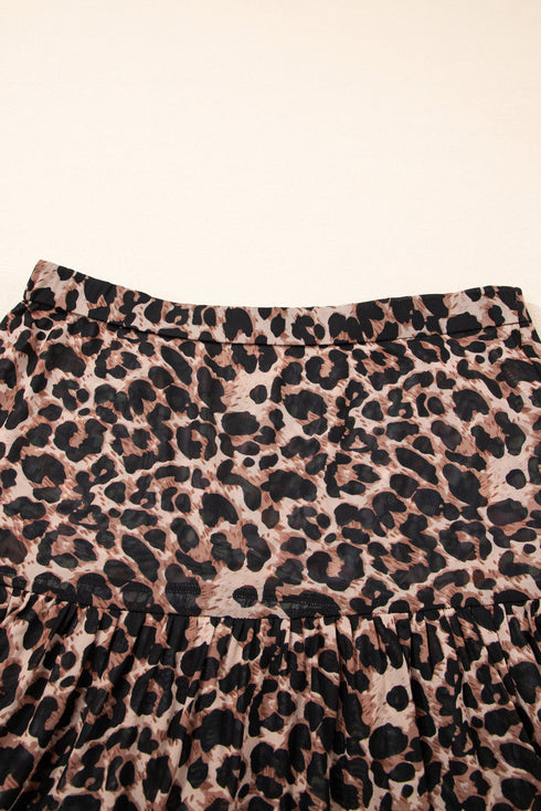 Reversible Leopard Floral Ruffle Hem Southern Maxi Skirt